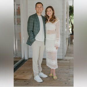 Crochet like skirt and cardigan